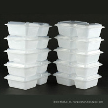 Utensilios de cocina que acampan reutilizables del plástico blanco 2 de 30oz, caja de almuerzo del envase del almacenamiento de comida bento